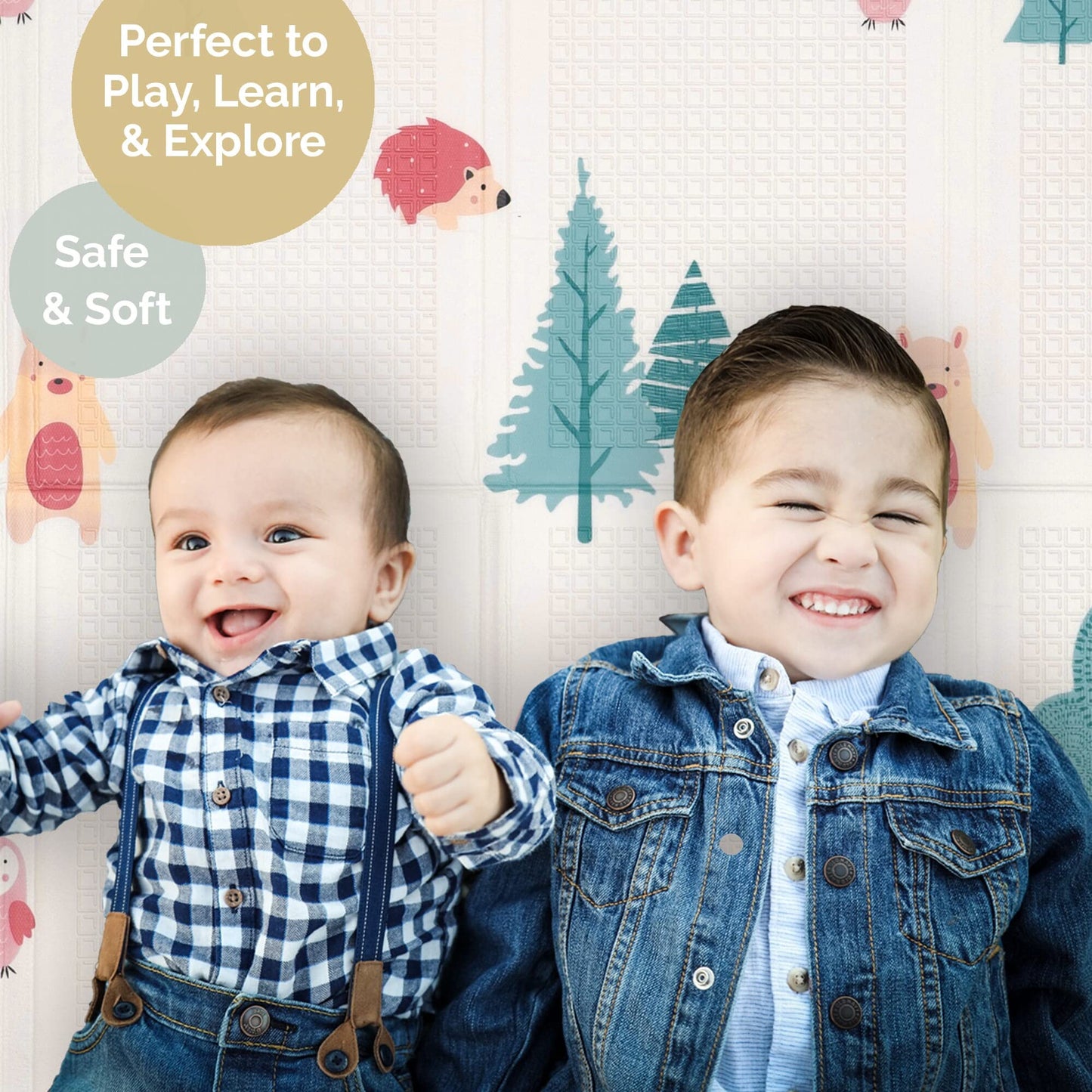 Jumpoff Jo - Large Waterproof Foam Padded Play Mat For Infants, Babies, & Toddlers - Play & Tummy Time, Foldable Activity Mat, 7