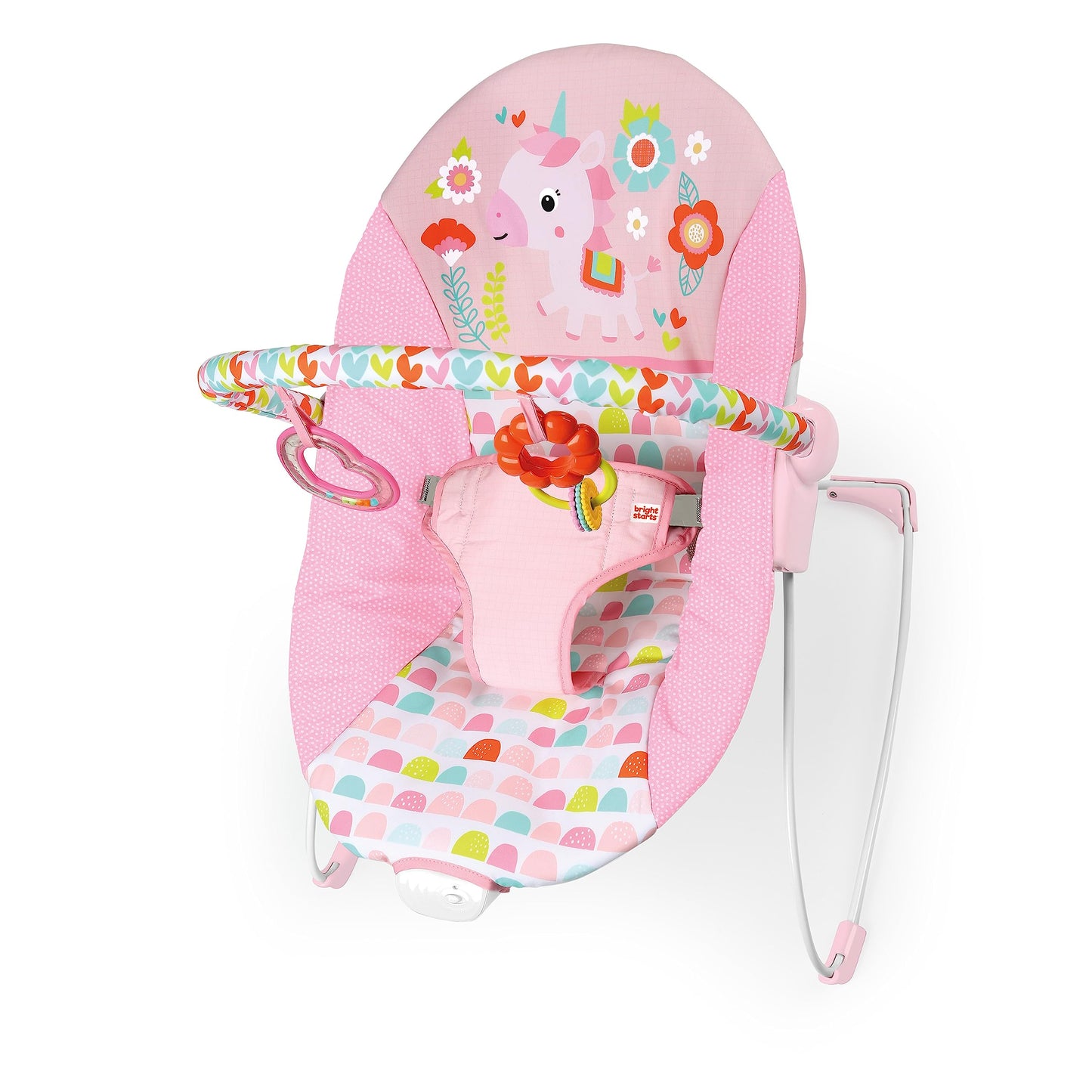 Bright Starts Baby Bouncer Soothing Vibrations Infant Seat - Removable -Toy Bar, Nonslip Feet, 0-6 Months Up to 20 lbs (Fancy Fa