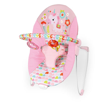 Bright Starts Baby Bouncer Soothing Vibrations Infant Seat - Removable -Toy Bar, Nonslip Feet, 0-6 Months Up to 20 lbs (Fancy Fa