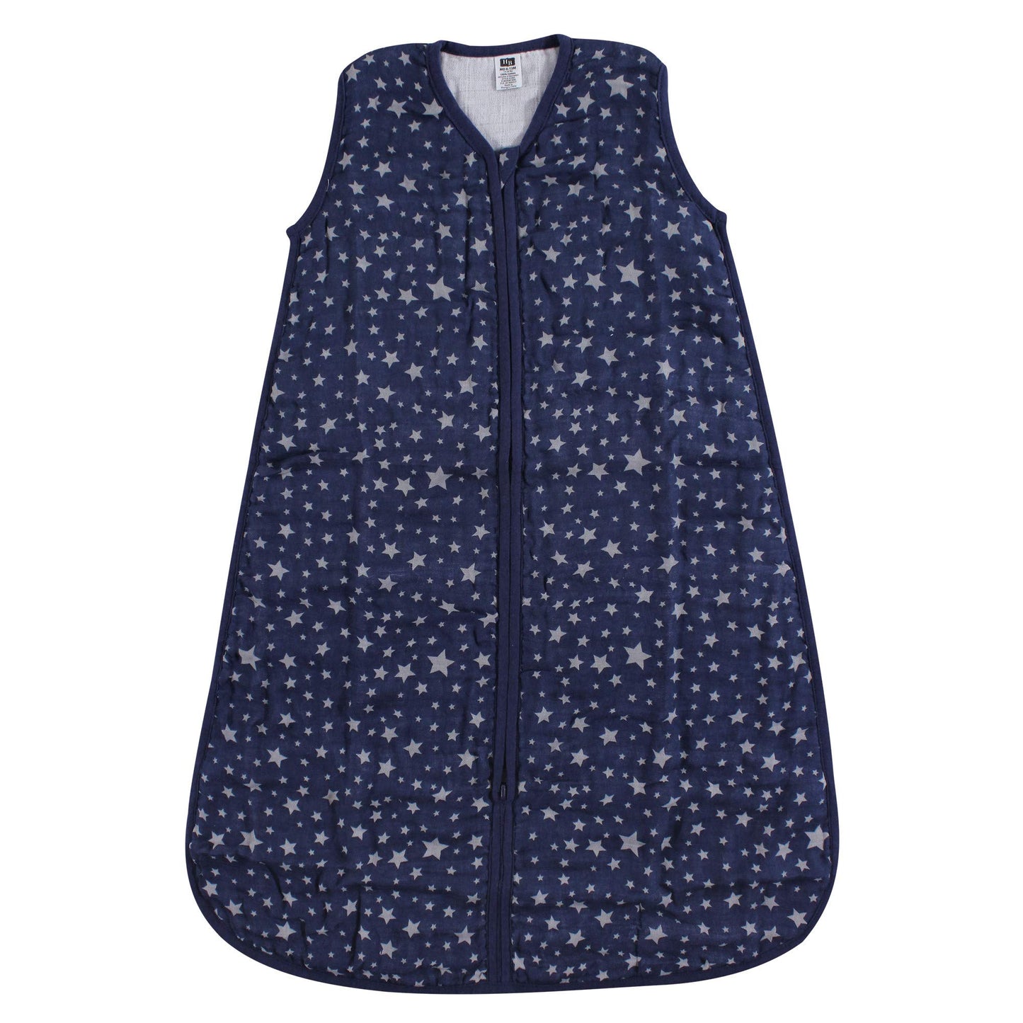 Hudson Baby Unisex Baby Muslin Cotton Sleeveless Wearable Sleeping Bag, Sack, Blanket, Gray Navy Star, 6-12 Months