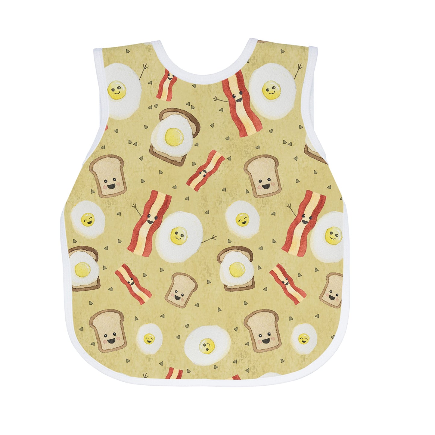 Bapronbaby Eggs & Bacon Bapron - No Neck Tie Safer Bib For Baby & Toddler - Soft Waterproof Stain Resistant - Machine Washable -