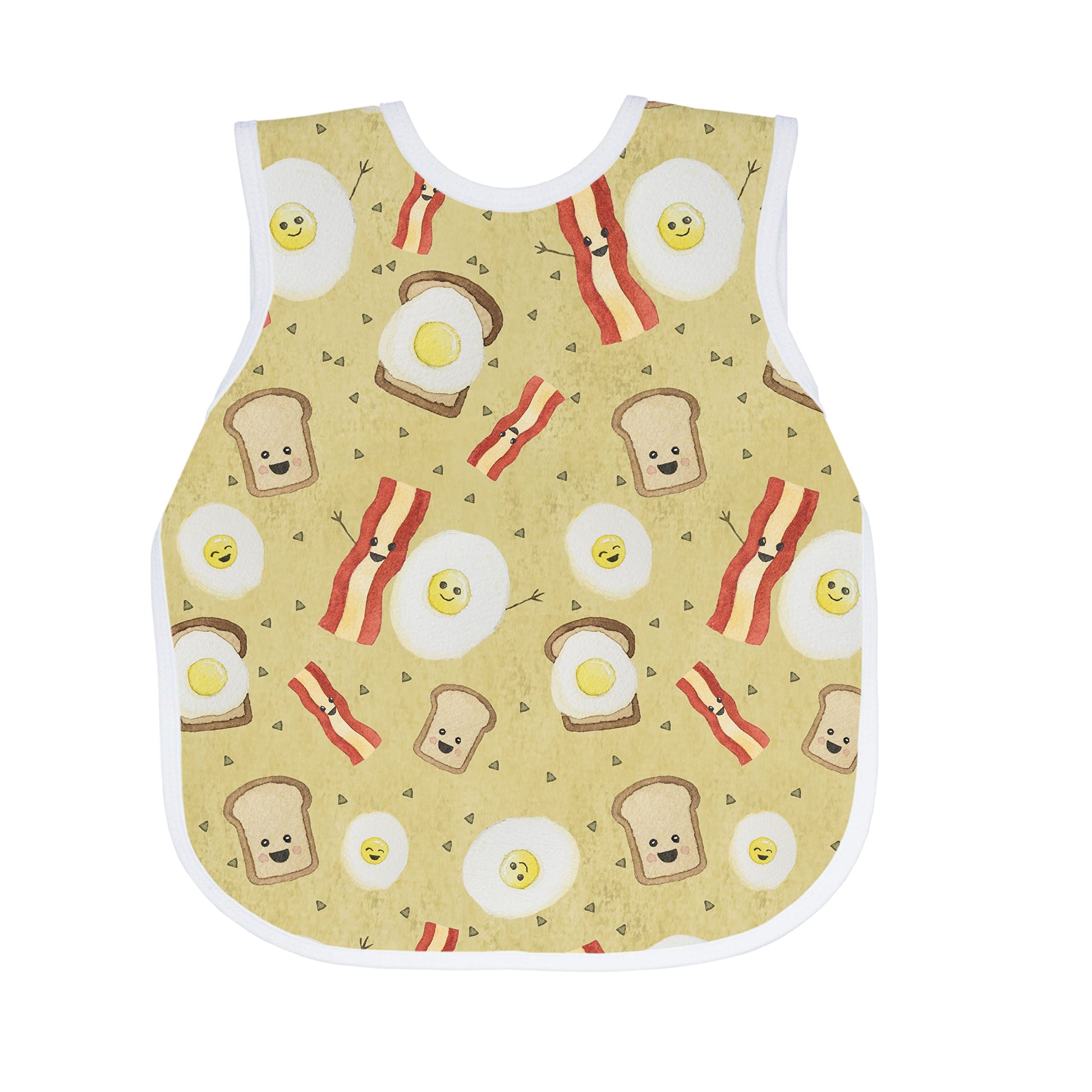 Bapronbaby Eggs & Bacon Bapron - No Neck Tie Safer Bib For Baby & Toddler - Soft Waterproof Stain Resistant - Machine Washable -