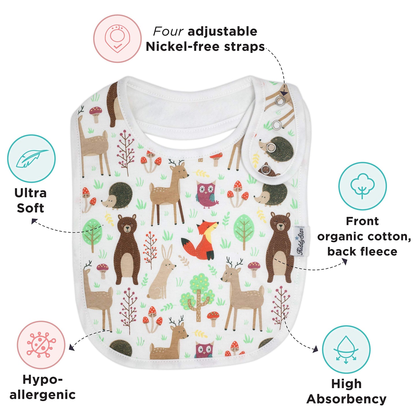 Kiddystar Toddler Bibs 5/8/10 Pack - Organic Cotton, Soft Absorbent Bandana Bibs For Teething, Drooling & Feeding Infants