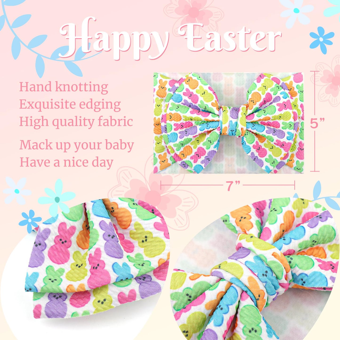 Oneninedream Easter Baby Girl Bows Easter Bunny Ears Headbands For Girls Rabbit Egg Hair Tied Bows For Newborn Infant Toddler Ea