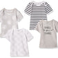 Hanes Baby T, Flexy Soft Stretch Shirt, Expandable Shoulder, 4-Pack, Grey Fun, 0-6 Months