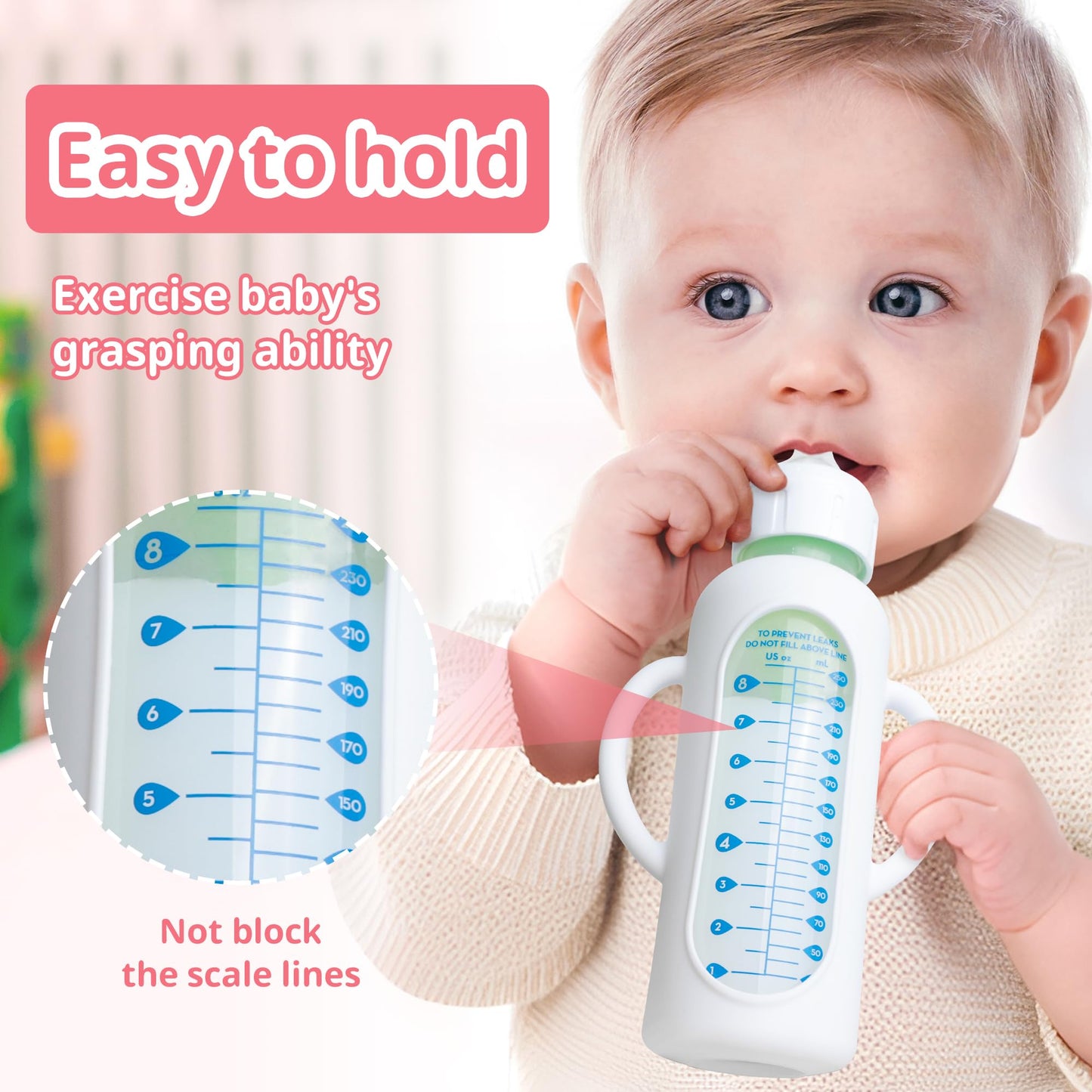Joxodak 3 Pack Silicone Sleeves For Dr Brown Natural Glass Baby Bottles, Food Grade Anti Breakage Baby Bottle Holder With Handle