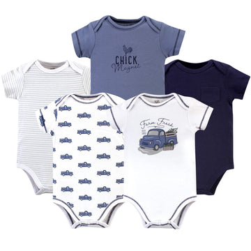Touched By Nature Unisex Baby Organic Cotton Bodysuits, Truck, 3-6 Months