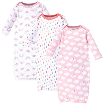 Luvable Friends Unisex Baby Cotton Gowns, Girl Clouds, 0-6 Months