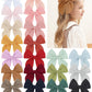 5.5 Inch 20Pcs Baby Girls Fable Hair Bows Clips Cotton Linen Alligator Hair Clips Large Neutral Handmade Hair Accessories Bows F