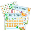 Dinosaur Potty Training Sticker Chart, 20 Potty Charts With 432 Round Stickers & 1 Instruction Sheet, Potty Reward Sticker Chart