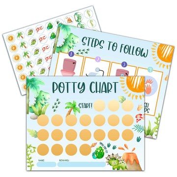 Dinosaur Potty Training Sticker Chart, 20 Potty Charts With 432 Round Stickers & 1 Instruction Sheet, Potty Reward Sticker Chart