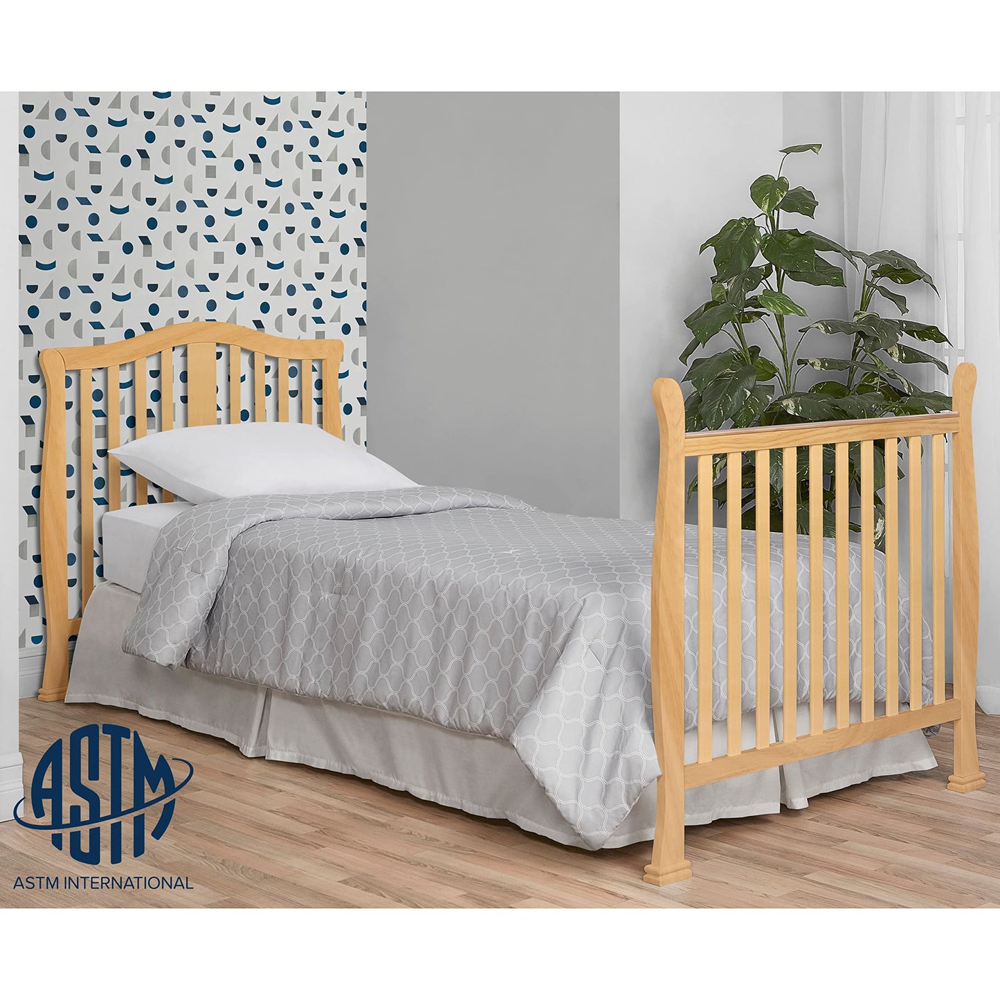 Dream On Me Addison 4-in-1 Convertible Mini Crib in Natural, Greenguard Gold Certified, Non-Toxic Finishes, Built of New Zealand