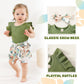 Tiny Cutey Baby Girl Clothes Infant Summer Outfits Set Ruffle Sleeve Romper And Floral Shorts With Headband (Sleeveless Green, 1