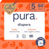 Pura Size 5 Eco-Friendly Diapers (24-35 lbs) Totally Chlorine Free (TCF) Hypoallergenic, Soft Organic Cotton, up to 12 Hours Lea