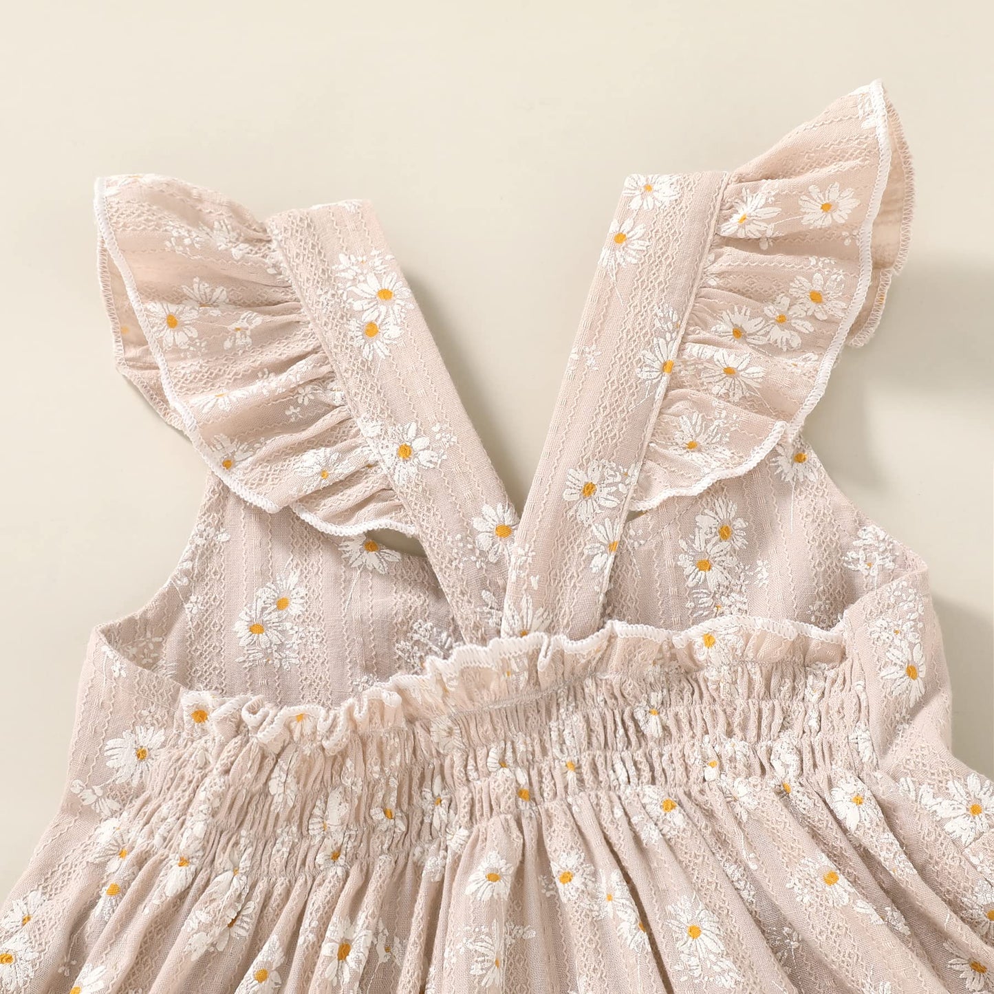 Younger Tree Toddler Baby Girl Dress Summer Outfits Floral Flutter Sleeve Smocked Dress Kids Causal Boho Dresses Clothes (7-8T,