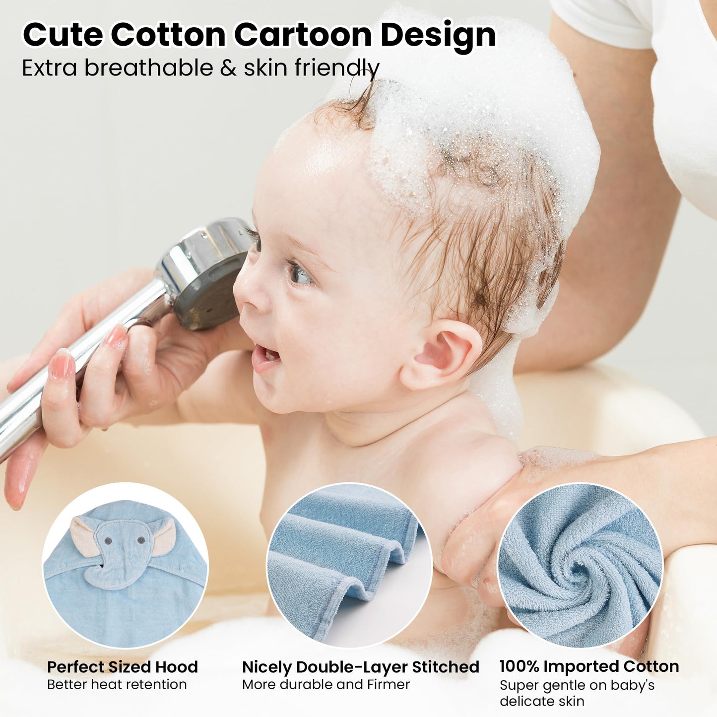 Softan 2 Pack Baby Hooded Towels, Premium Soft Cotton Baby Bath Towels With Hood, Extra Thick And Super Absorbent, Essential For