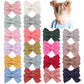 40Pcs 3.5Inch Hair Bows Clips For Baby Girls, Oaoleer Neutral Linen Pigtail Bows Double Bun Ponytail Bow Hair Barrettes Accessor