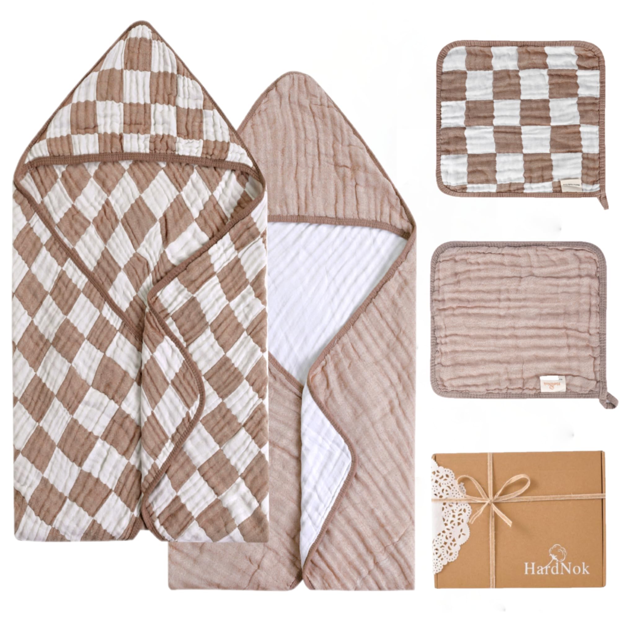 Hardnok 4-Piece Ultra Soft Muslin Baby Towel Set - Muslin & Bamboo Vis – Cutebab