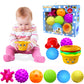 Sensory Balls for Baby, Infant Toys 6-12 Months, Textured Multi Balls for Toddlers 1-3 Colorful Soft Squeezy Bath Toy with Stack