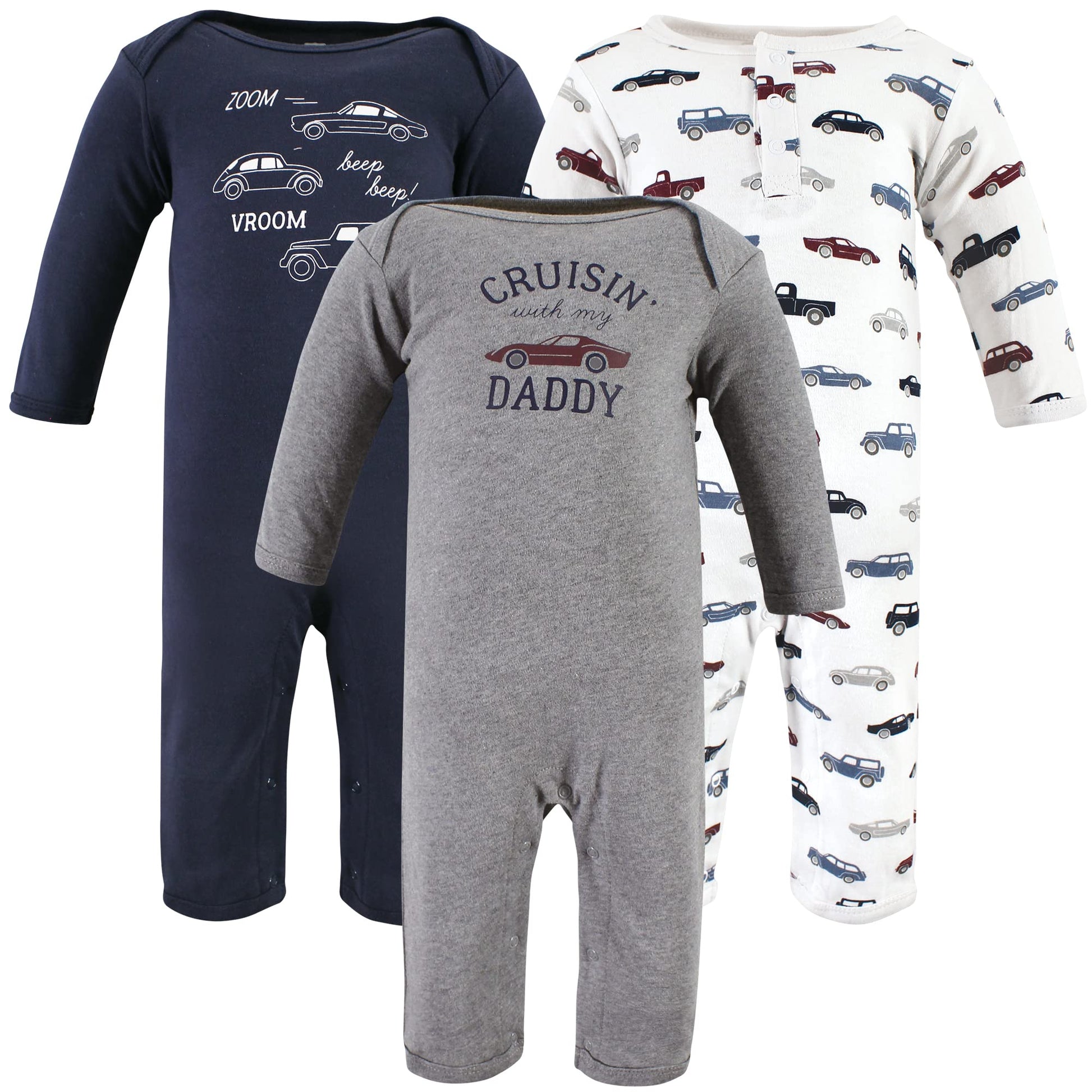 Hudson Baby Unisex Baby Cotton Coveralls, Cars, 9-12 Months