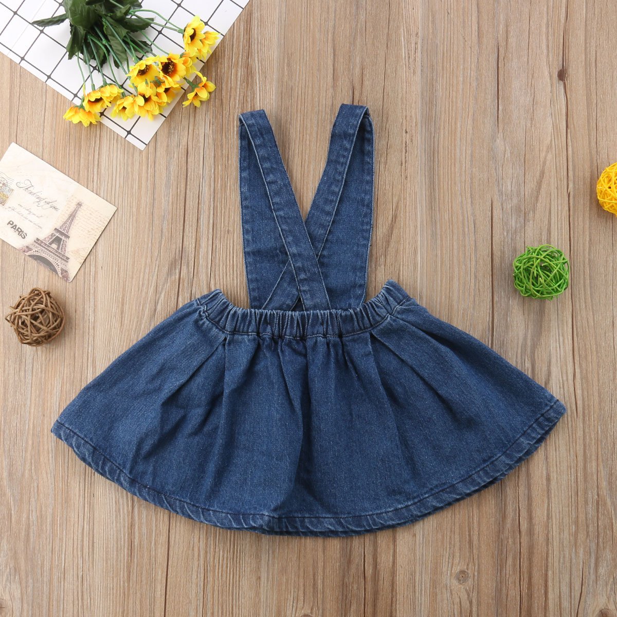 Zaxarra Toddler Baby Girls Strap Suspender Skirt Overalls Dress Outfit (Blue, 6-12 Months)