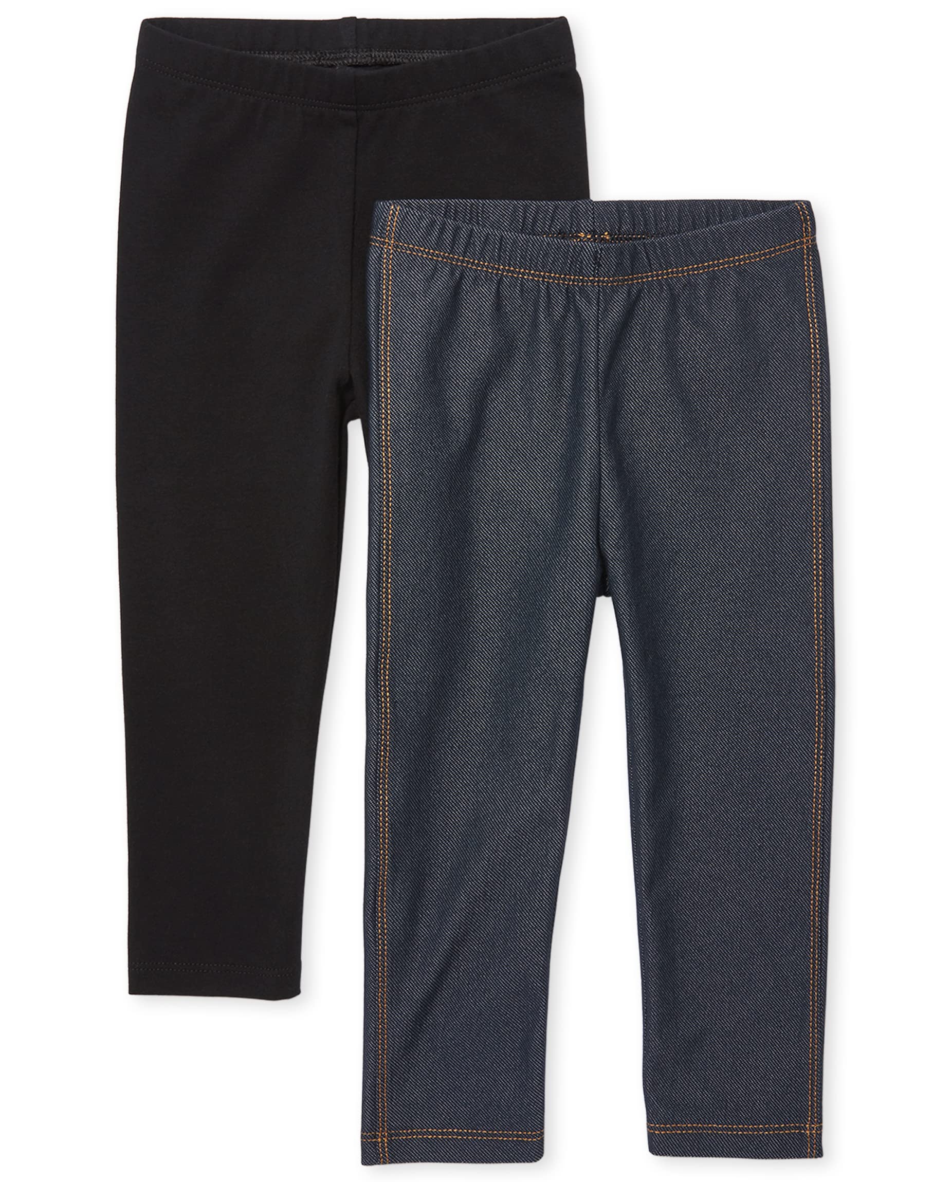 The Children'S Place Baby Girls And Toddler Girls Leggings,Black/True Indigo 2 Pack,12-18Mos