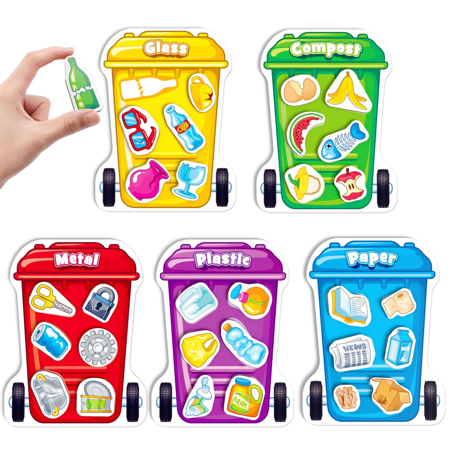 Coogam Montessori Toys for 3 Year Old, Magnetic Garbage Recycling Sorting Toy - Waste Category Classification and Environmental 