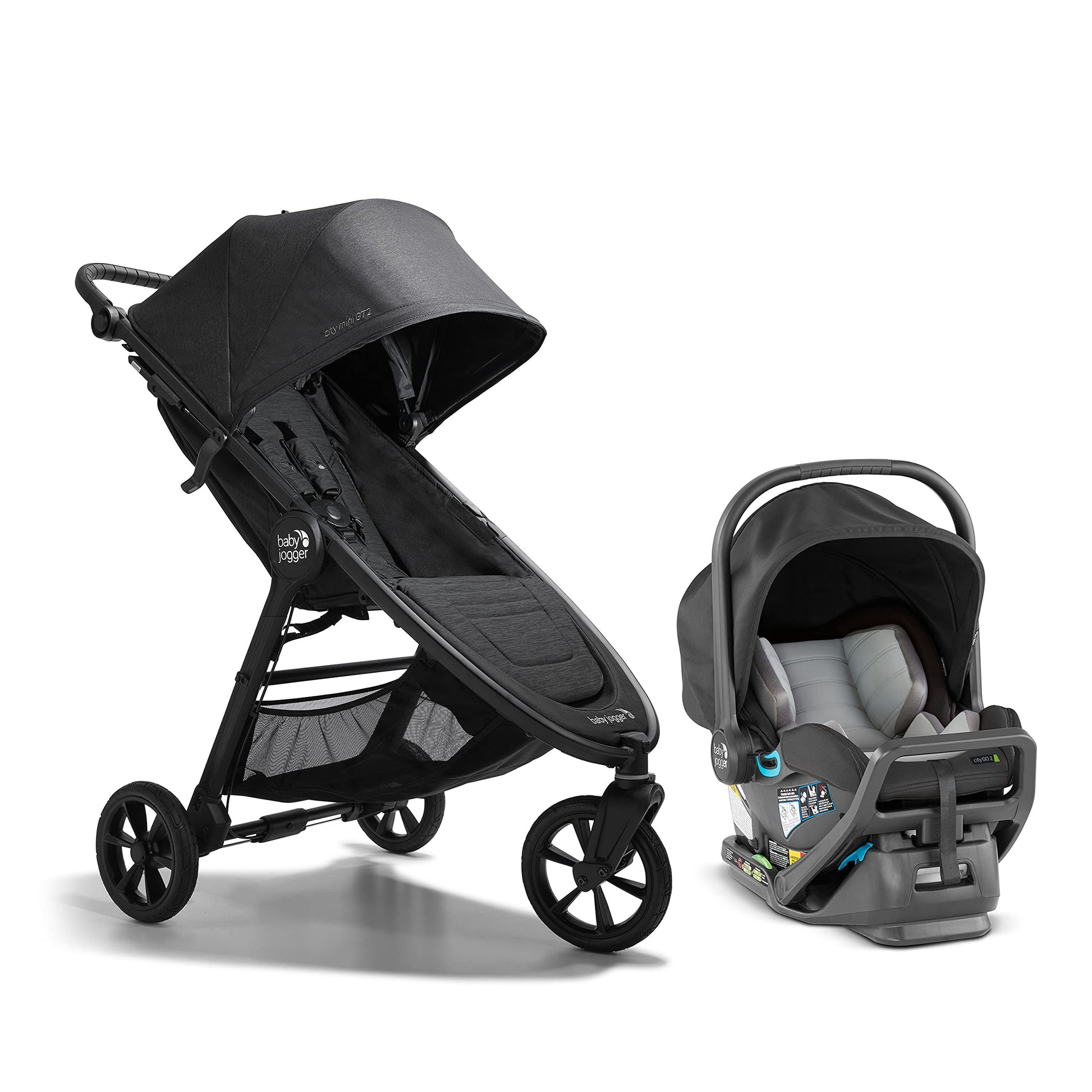 Baby Jogger City Mini GT2 All-Terrain Travel System Includes City GO 2 Infant Car Seat Opulent Black