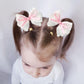 Lmymhmlm 2Pcs Lace Hair Bows For Girls, White Lace And Pink Hair Ribbons, Alligator Bow Hair Clips, Handmade Hair Accessories Fo