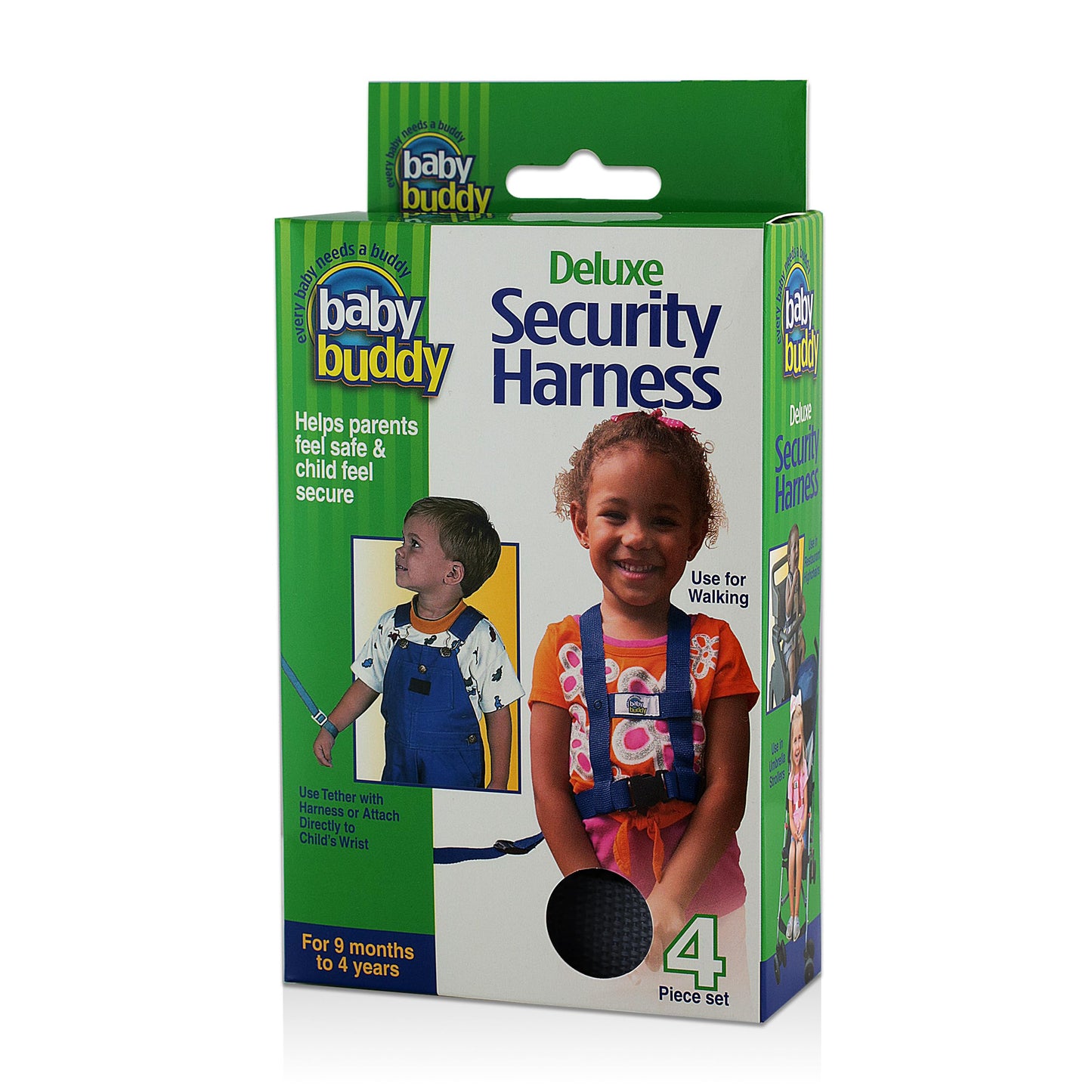 Baby Buddy Deluxe Safety Harness, With Adjustable Tether And Chair Restraint Straps, For Ages 9 Months To 4 Years, Black, 4 Piec