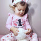 Fioukiay Preemie Baby Girl My 1St Valentine'S Day Clothes Trim Love Heart Bodysuit Pants Valentines Day Outfits (Pink, Preemie)
