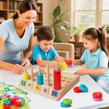 Lydaz Montessori Math Manipulatives Toys, Kids Wooden Number Blocks Toys, Kindergarten Learning Education Toy, Preschool Classro