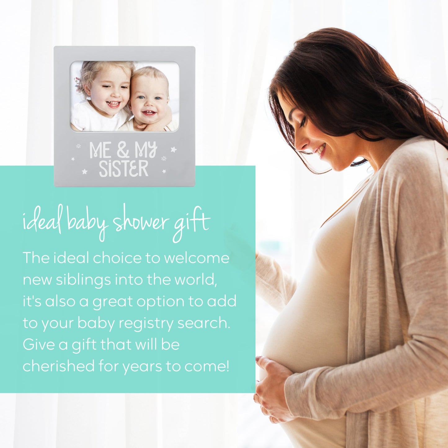 Tiny Ideas Me And My Sister Picture Frame, Baby Keepsake Frame, Sibling Gifts For Sisters, Brothers, Birthday, Shower, Baptism,
