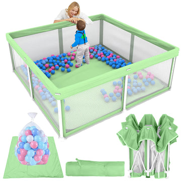 TOREVSIOR Foldable Baby Playpen with Mat, 50  50 Collapsible Play Pen for Babies and Toddlers, Indoor & Outdoor Kids Safety Play