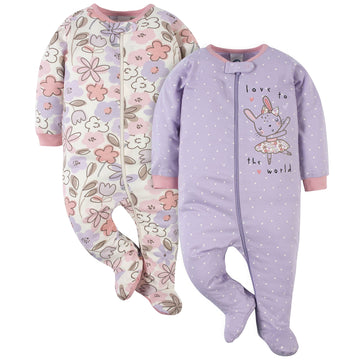 Gerber Baby Girls 2-Pack Sleep 'N Play Bunny Ballerina Purple 0-3 Months