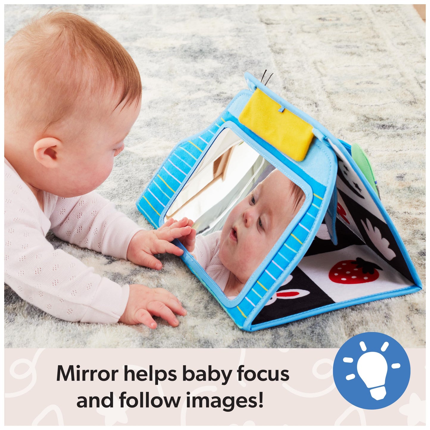 Ms. Rachel Official Tummy Time Activity Bus Folding Play Mat With Baby Mirror & Sensory Toys For Interactive Play Baby Learning