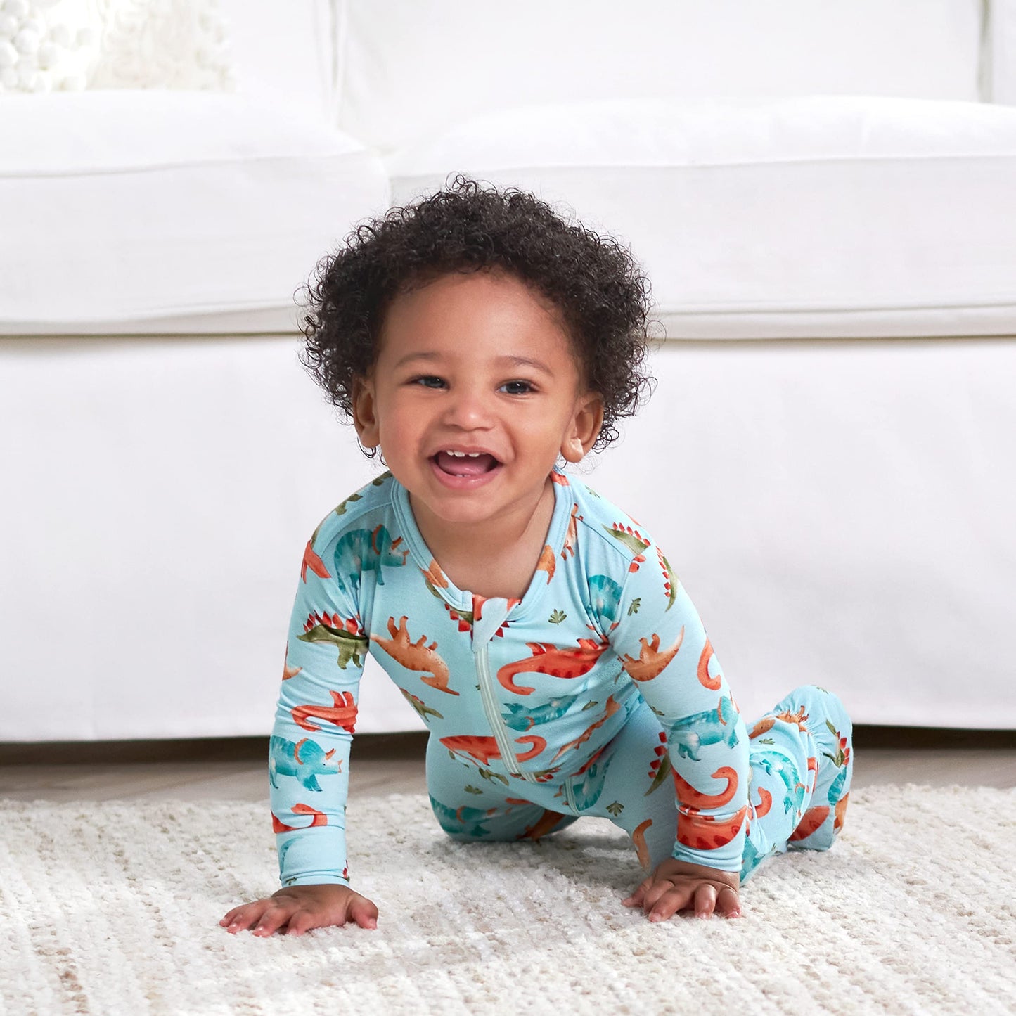 Gerber Unisex Baby Toddler Buttery Soft Snug Fit Footed Pajamas With Viscose Made From Eucalyptus, Dino, 6-9 Months
