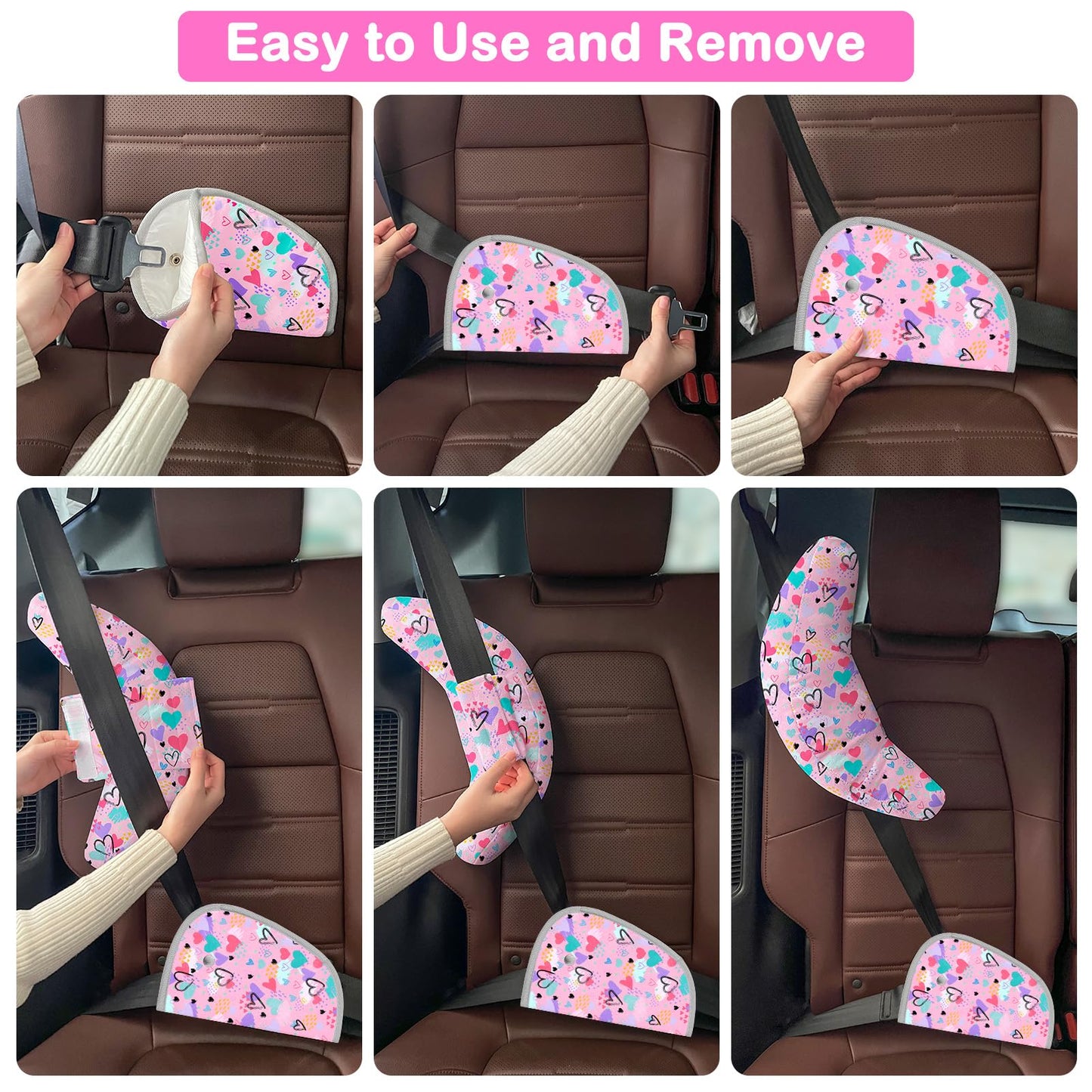 Seat Belt Cover Pad For Kids, Soft Car Seat Strap Cover And Seat Belt Pillow For Children Seatbelt Support Travel Car Pillow
