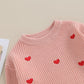 Baby Girl Valentines Day Outfit Love Heart Sweet Long Sleeve Sweater Tshirt Crewneck Tops Fall Winter Clothes (A-Pink, 0-3 Month
