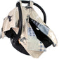 Dear Baby Gear Deluxe Reversible Car Seat Canopy, Custom Minky Print, Faux Quilt Grey Tan Adventure and Grey Moose on Tan