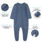 O2 Baby Baby Boys Girls Organic Cotton Zip Front Sleeper Pajamas, Footed Sleep  'N Play(0-3 Months, Blue Ashes)