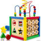 Wooden Activity Play Cube 6 in-1 for Baby with Removable Bead Maze, Shape Sorter, Abacus Counting Beads & Numbers, Sliding Shape
