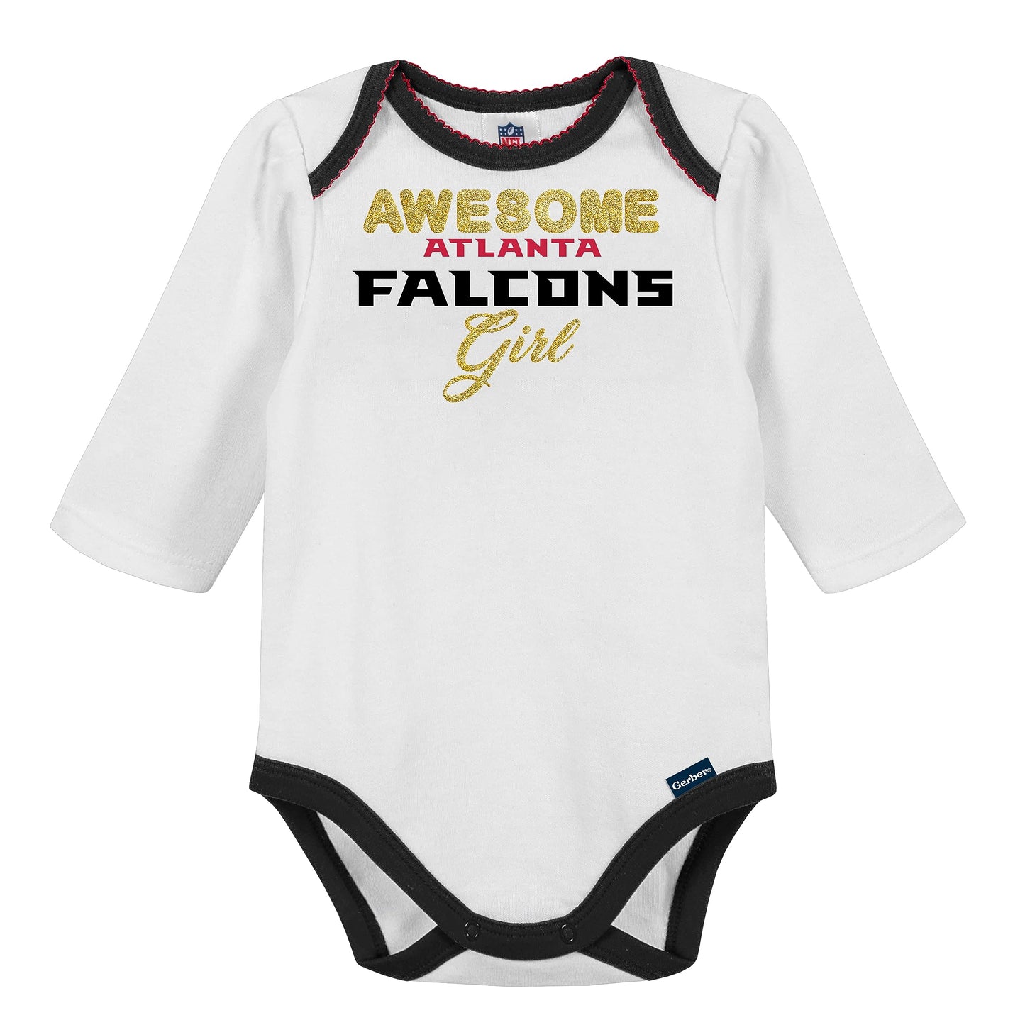 Nfl Baby Girls' 3Pc Bodysuit, Footed Pant, & Cap Set, Atlanta Falcons, 0-3 Months