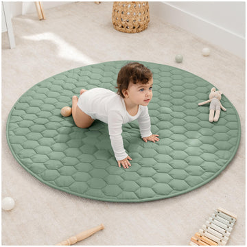 Comfy Cubs Round Kids Play Mat - Medium 48 Inches Soft Quilted Baby Floor Mat With Non-Slip Bottom - Plush Design For Toddlers'