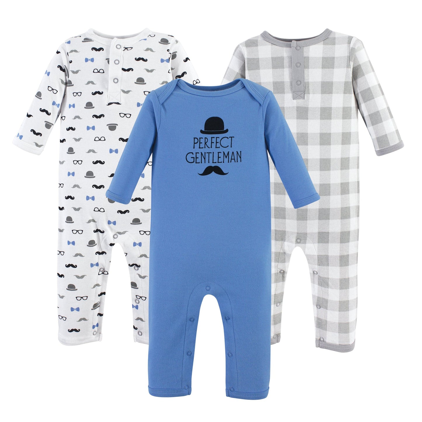 Hudson Baby Unisex Baby Cotton Coveralls, Perfect Gentleman, 3-6 Months