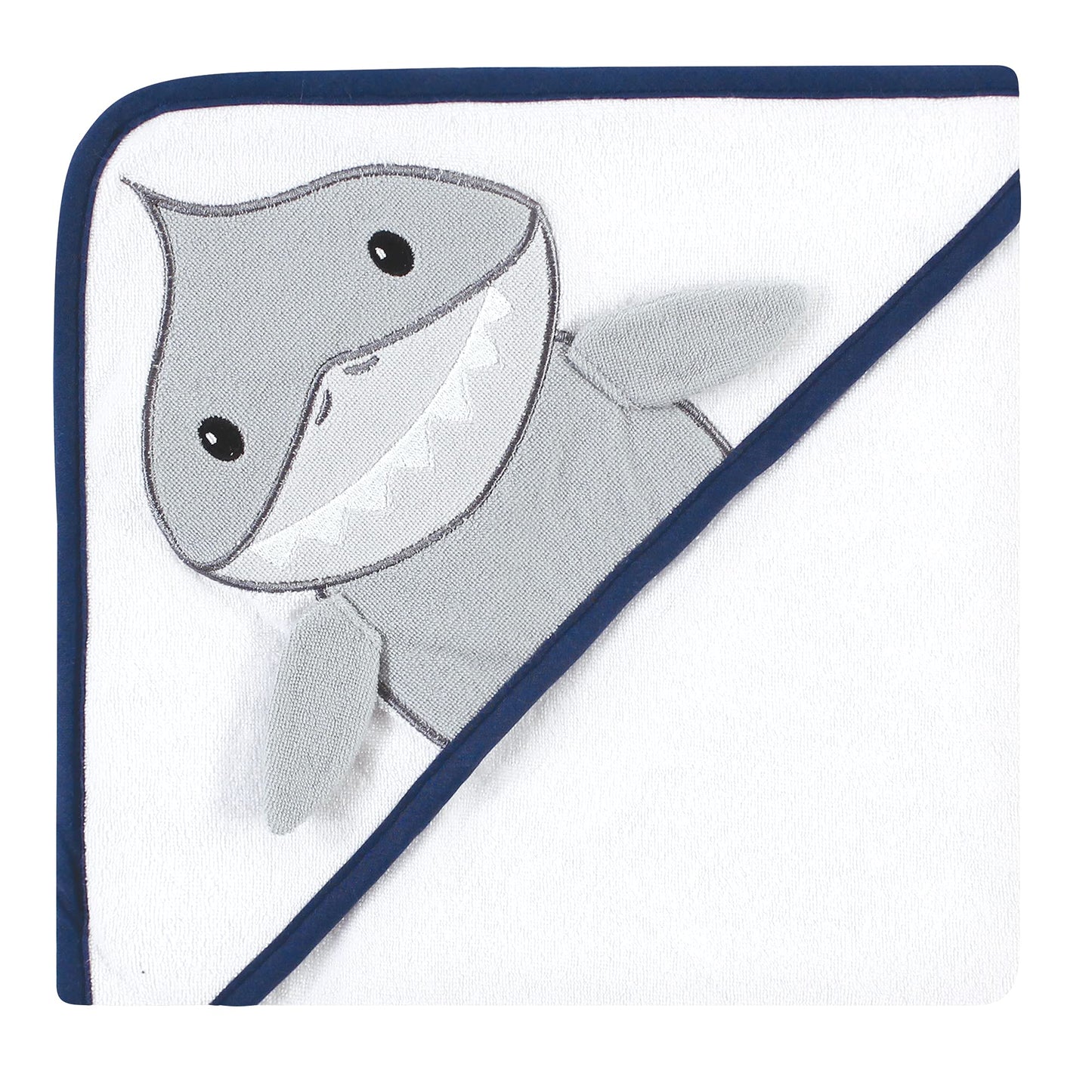 Hudson Baby Unisex Baby Cotton Rich Hooded Towels, Gray Shark, One Size
