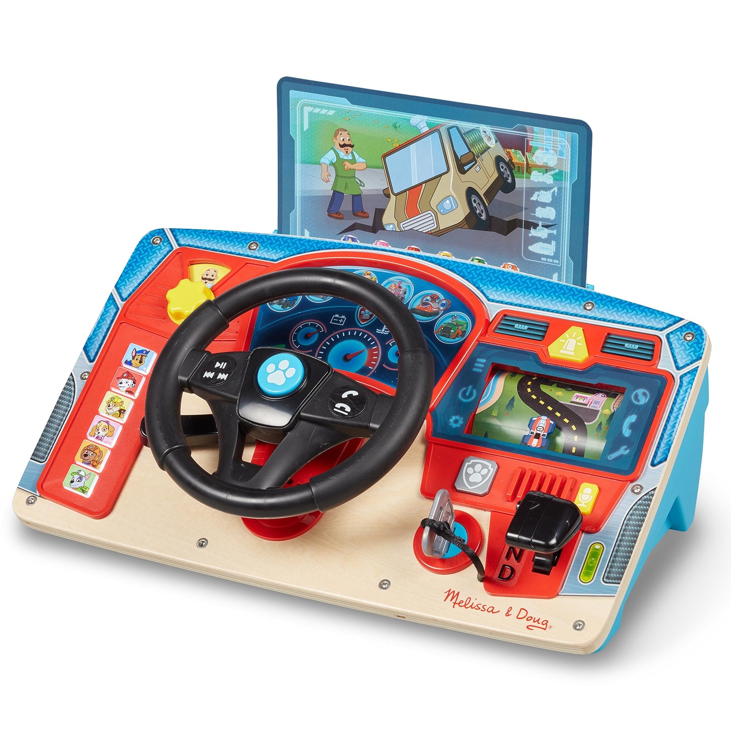 Melissa & Doug PAW Patrol Rescue Mission Wooden Dashboard - Kids Activity Board, Toddler Sensory Toys, Pretend Play Driving Toy,