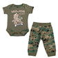 U.S.M.C. Devil Dog 2Pc Baby Boys 'Major Trouble' Bodysuit Pants Set Woodland Marpat Camo (3-6 Months)