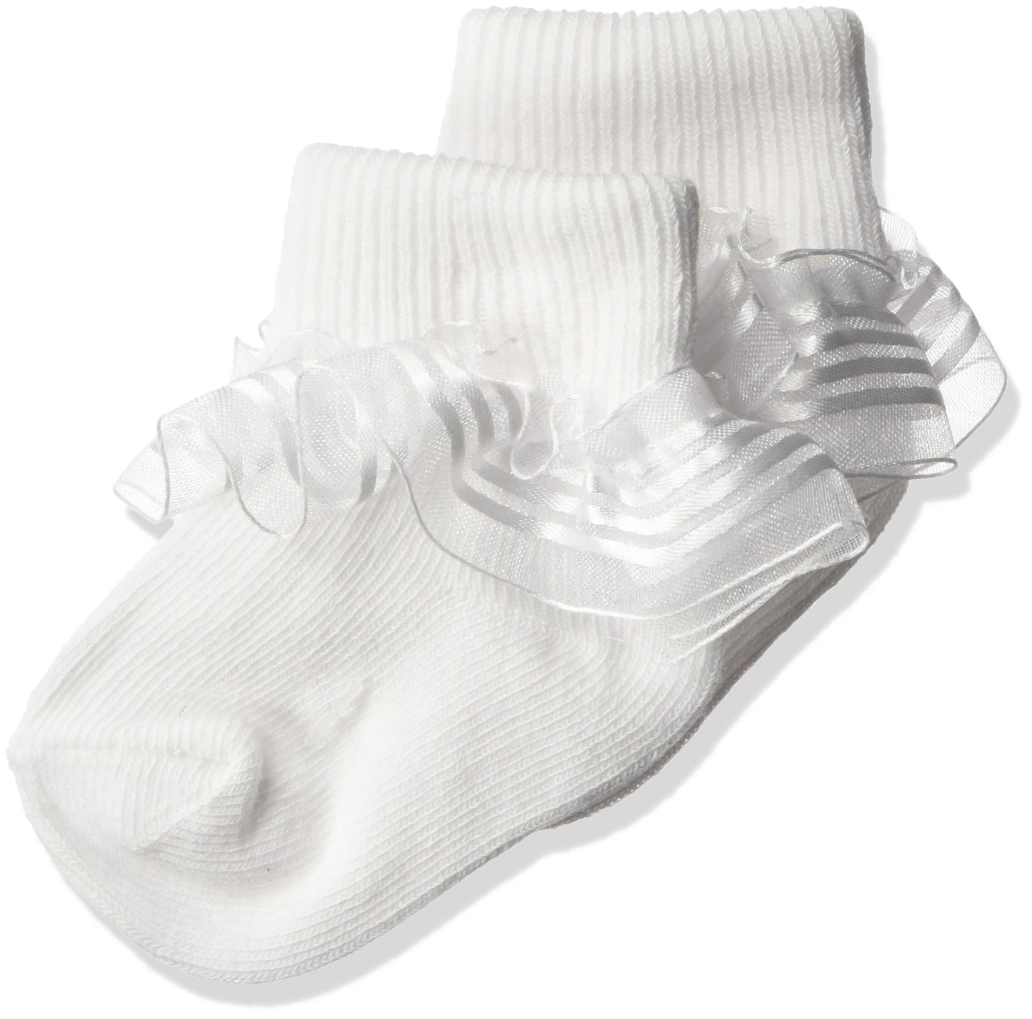 Jefferies Socks Baby Girls Infant Stripe Lace Socks, White, 12-24 Months Us