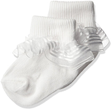 Jefferies Socks Baby Girls Infant Stripe Lace Socks, White, 12-24 Months Us